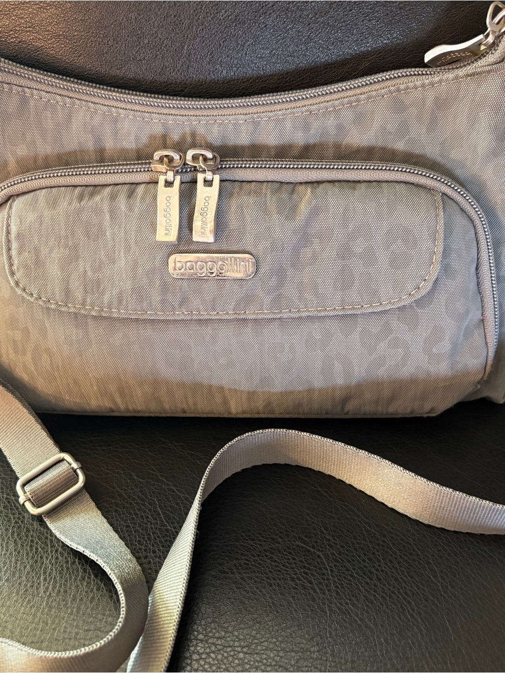 Baggallini Gray Nylon Crossbody with Silver Hardware